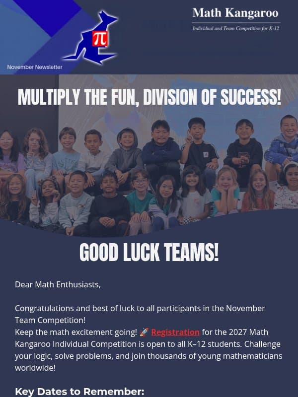 Math Kangaroo Newsletter - November 2026π¦ email from Math Kangaroo
