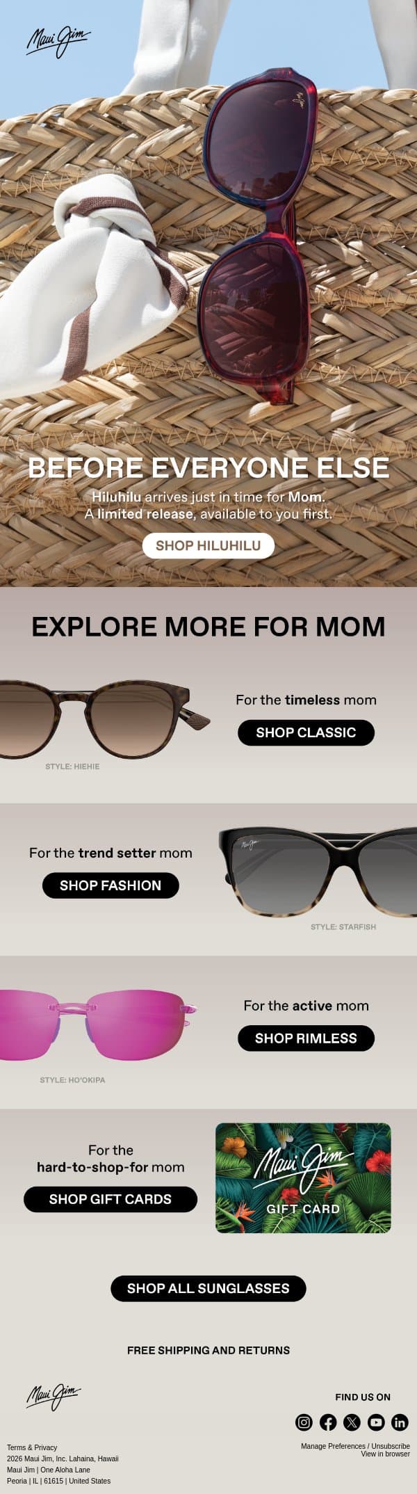 Early Access to Hiluhilu email from Maui Jim screenshot