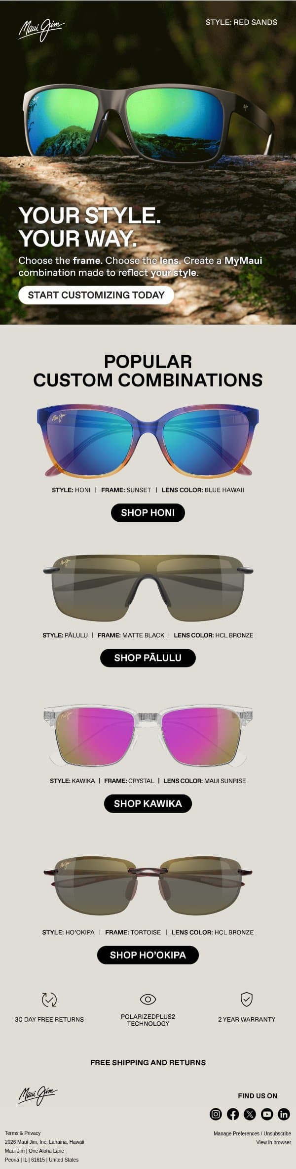 Your Style. Your Way. email from Maui Jim screenshot
