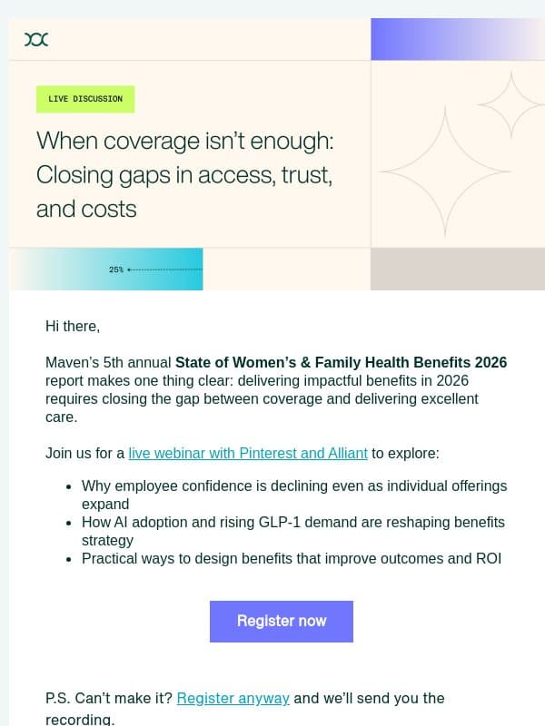 Pinterest and Alliant share what drives performance in their benefits strategy email from Maven Clinic
