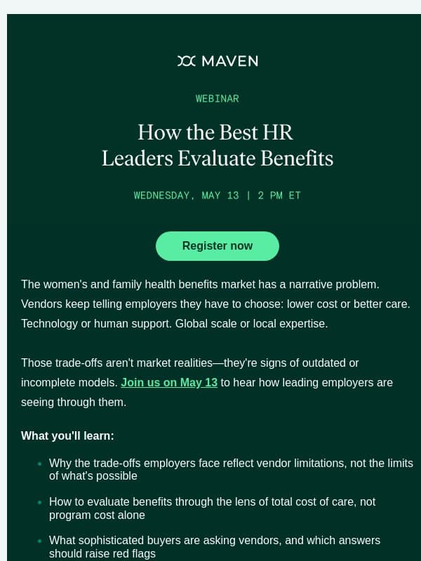 đď¸ What the experts think you should be asking your benefits vendors email from Maven Clinic