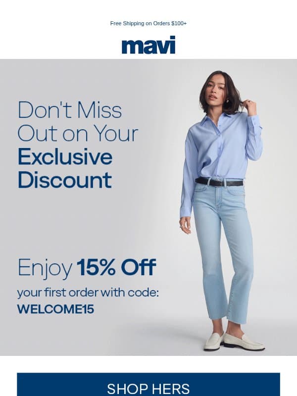 Don't Miss Out: 15% Off Expires Soon email from Mavi