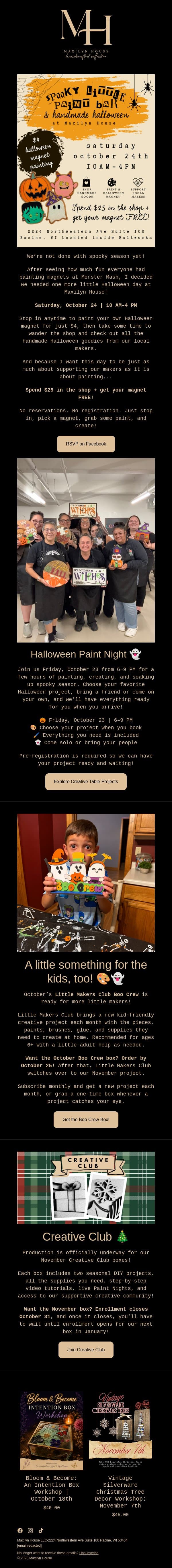 We’re not done with spooky season yet 👻 email from Maxilyn House screenshot