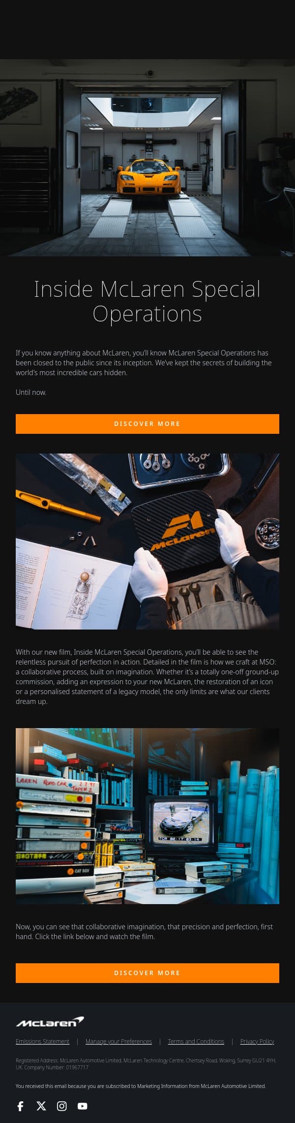 Inside McLaren Special Operations email from McLaren Racing screenshot