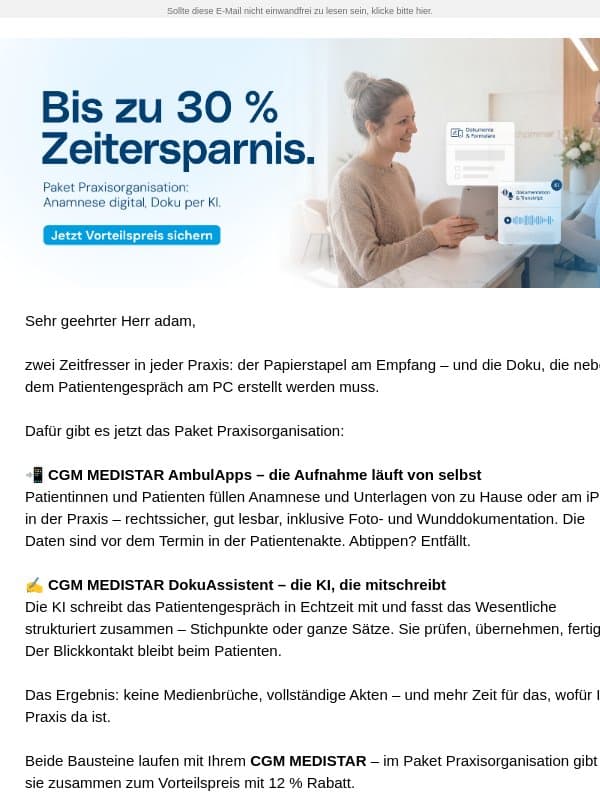 Wie oft tippt Ihr Team dasselbe zweimal? email from Medistar