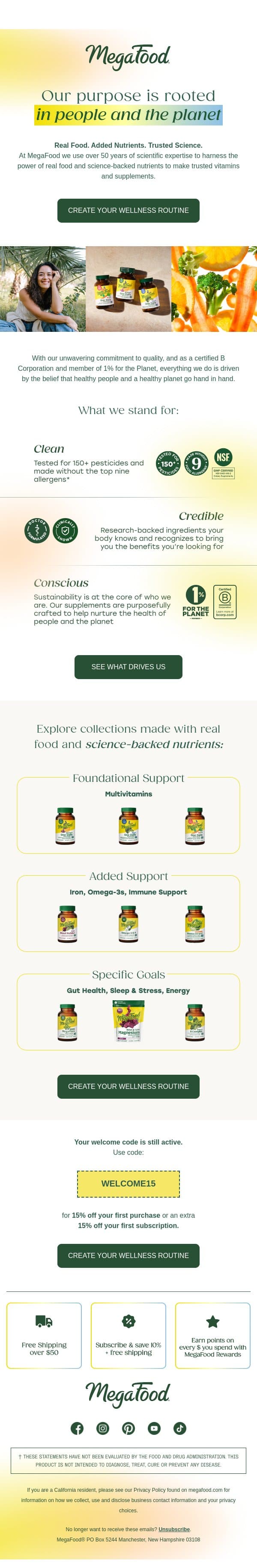 What drives your MegaFood supplements? email from MegaFood screenshot
