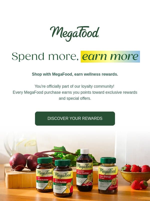 Welcome to MegaFood Rewards email from MegaFood