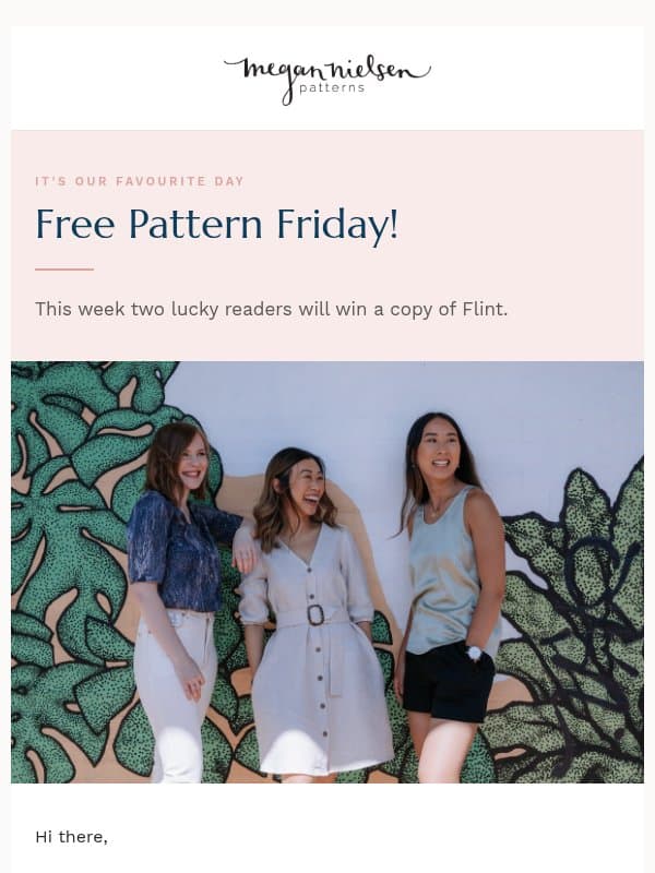 Free Pattern Friday, Flint! 😱 email from Megan Nielsen Patterns