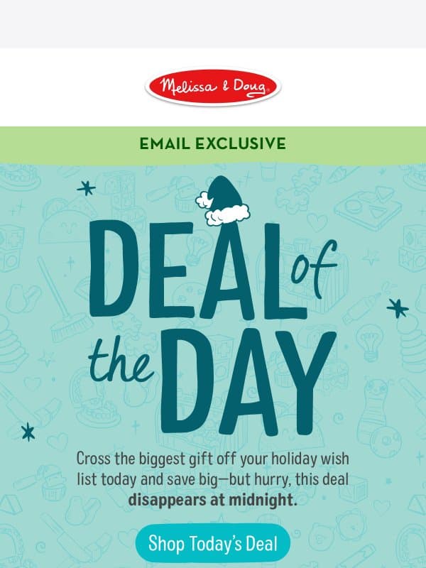 One Day! $75 Off Kitchens & Play Centers email from Melissa & Doug