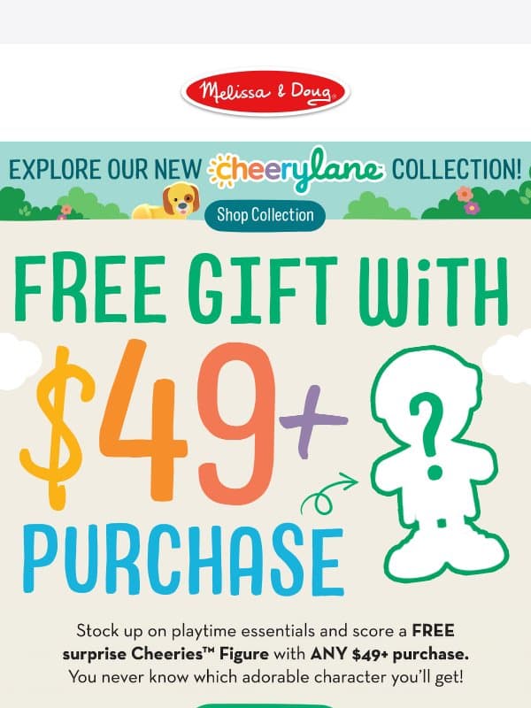 Unlock Your Free Gift on $49+ Orders! email from Melissa & Doug