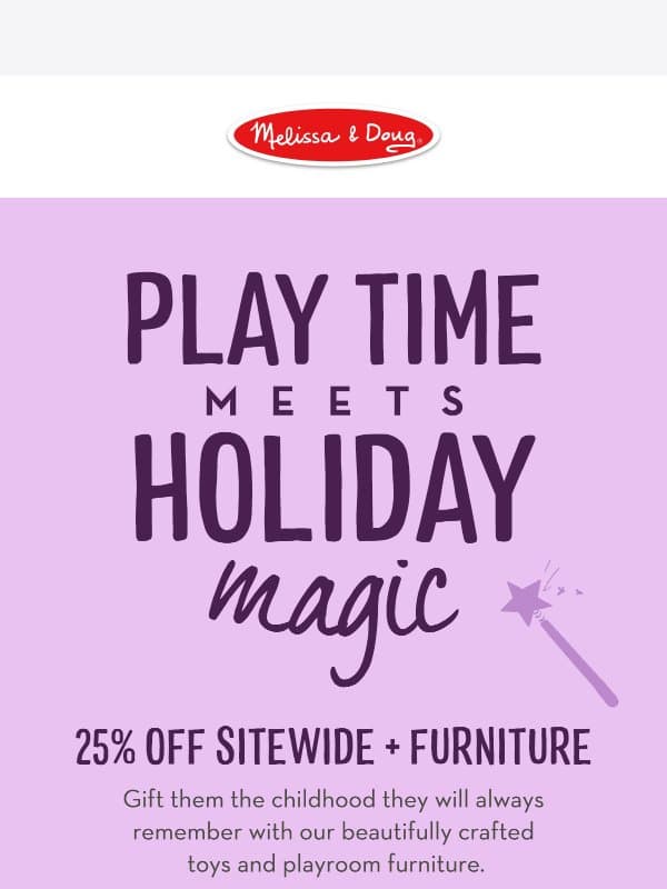 25% off Toys & Furniture! email from Melissa & Doug