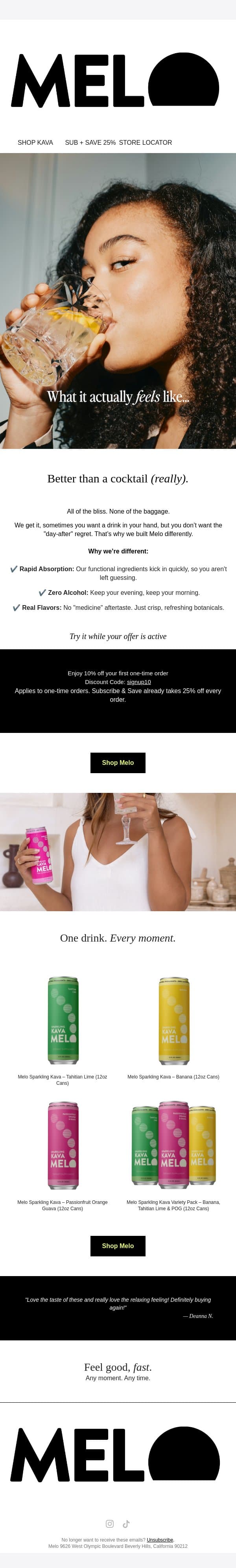 What does kava actually feel like? email from Melo screenshot