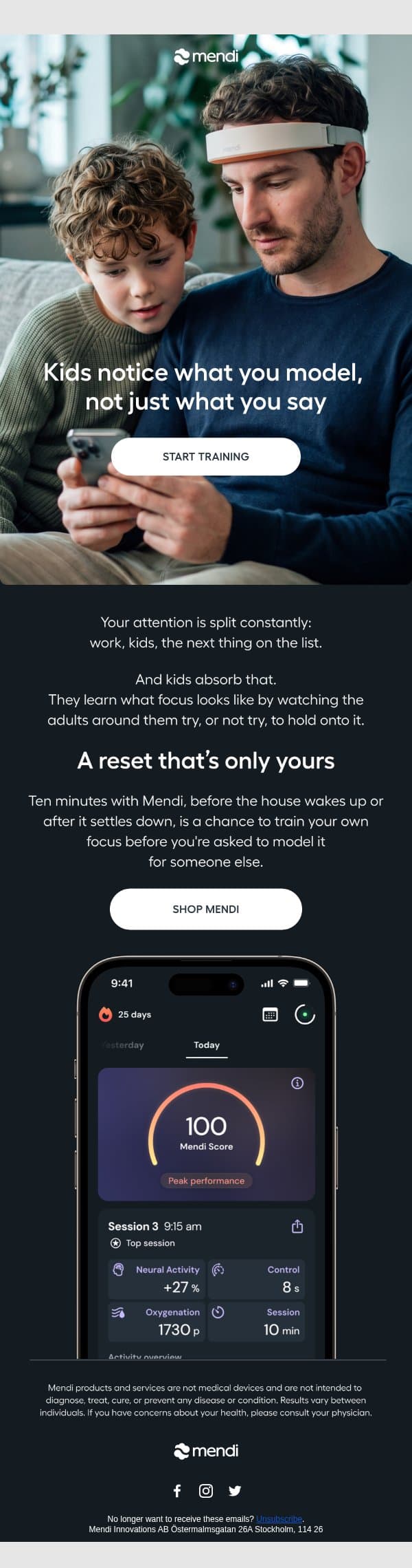 Your kids learn focus by watching you email from Mendi screenshot