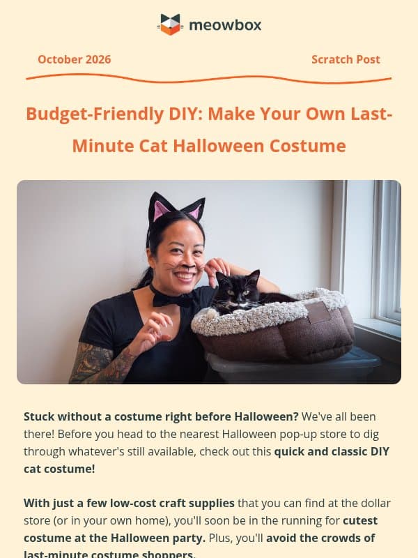 Need a last-minute costume? Look no further than this DIY! 🐈⬛ email from MeowBox