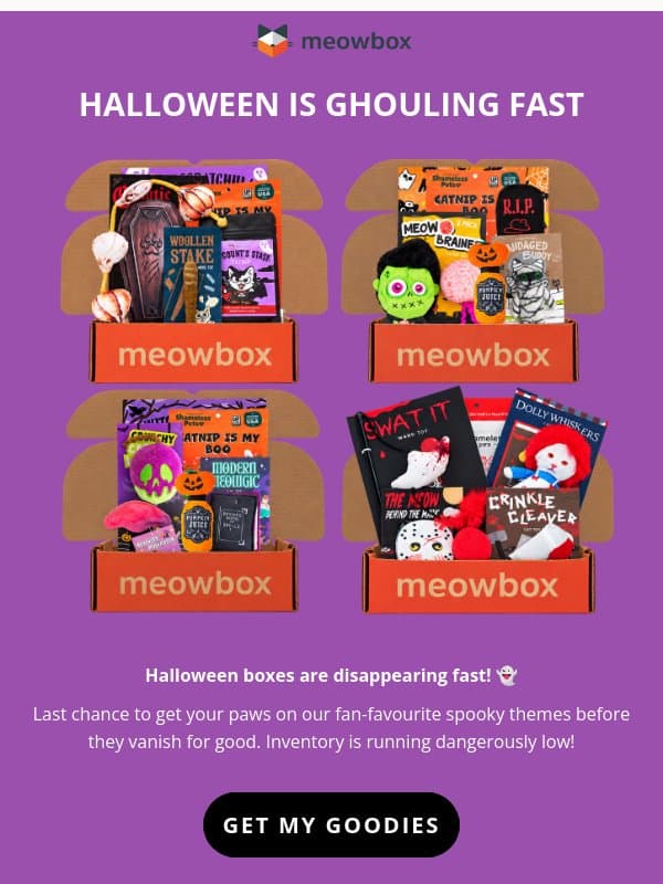 LAST CHANCE to get a Halloween meowbox! 🎃 email from MeowBox