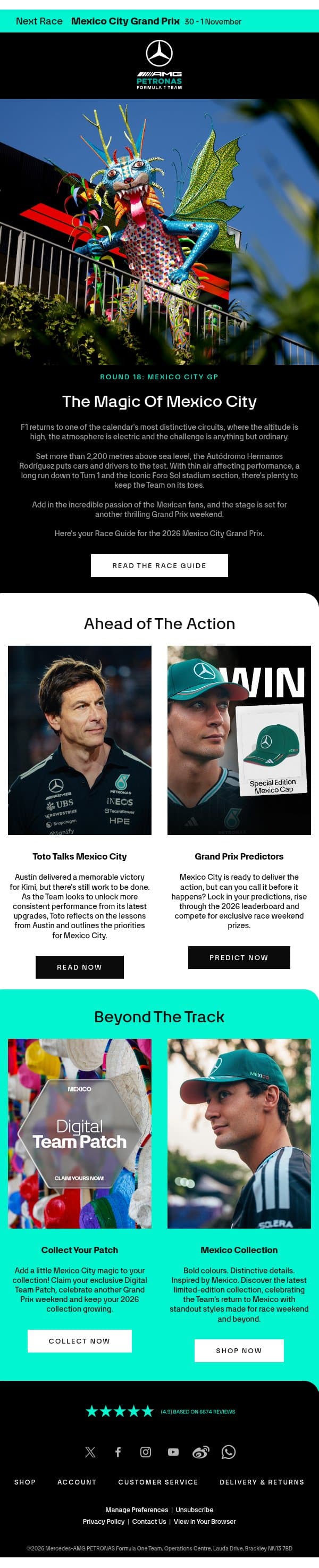 ¡Vamos, México! 🇲🇽 email from Mercedes-AMG Petronas Formula One Team screenshot