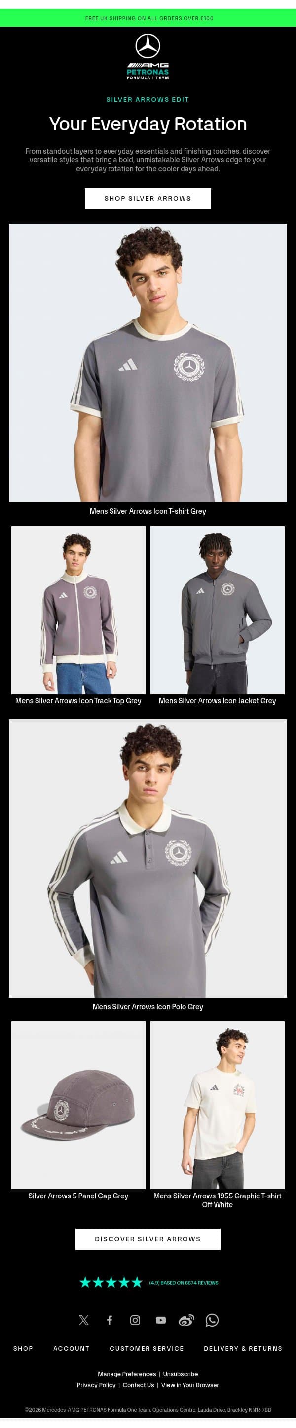 Your Silver Arrows Rotation email from Mercedes-AMG Petronas Formula One Team screenshot