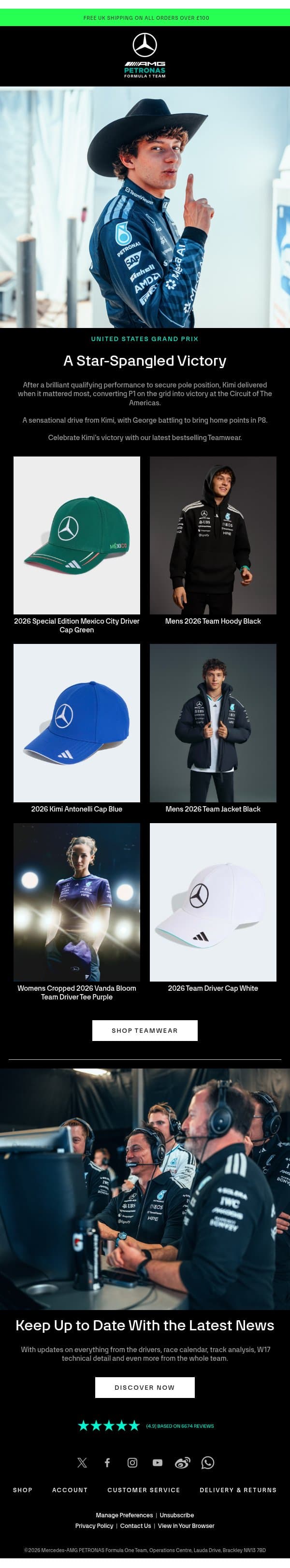 Victory For Kimi In Texas! email from Mercedes-AMG Petronas Formula One Team screenshot