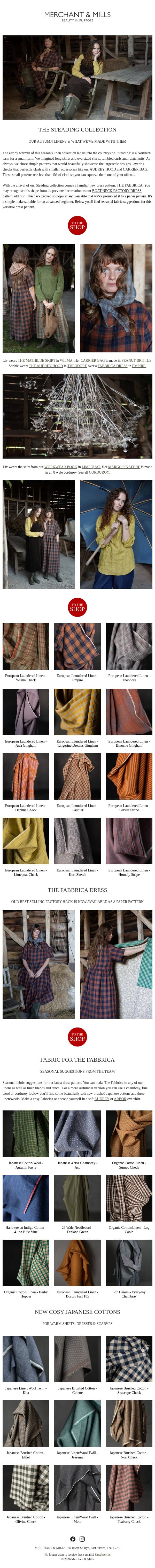 The Fabbrica Dress email from Merchant & Mills screenshot