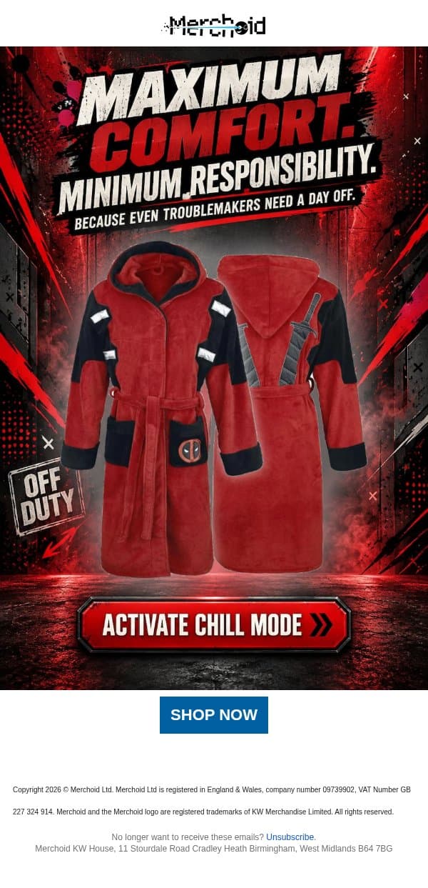 Bath Robe email from Merchoid screenshot