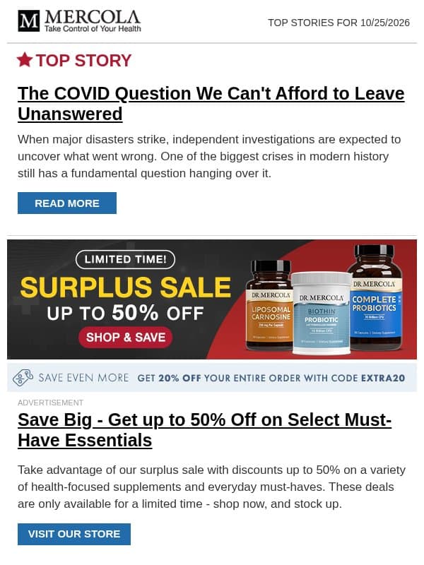 The COVID Question We Can't Afford to Leave Unanswered email from Mercola