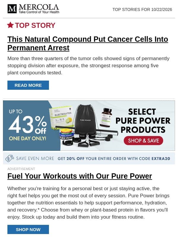 This Natural Compound Put Cancer Cells Into Permanent Arrest email from Mercola