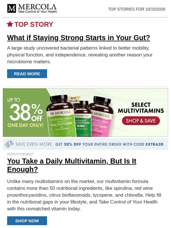 What if Staying Strong Starts in Your Gut? email from Mercola