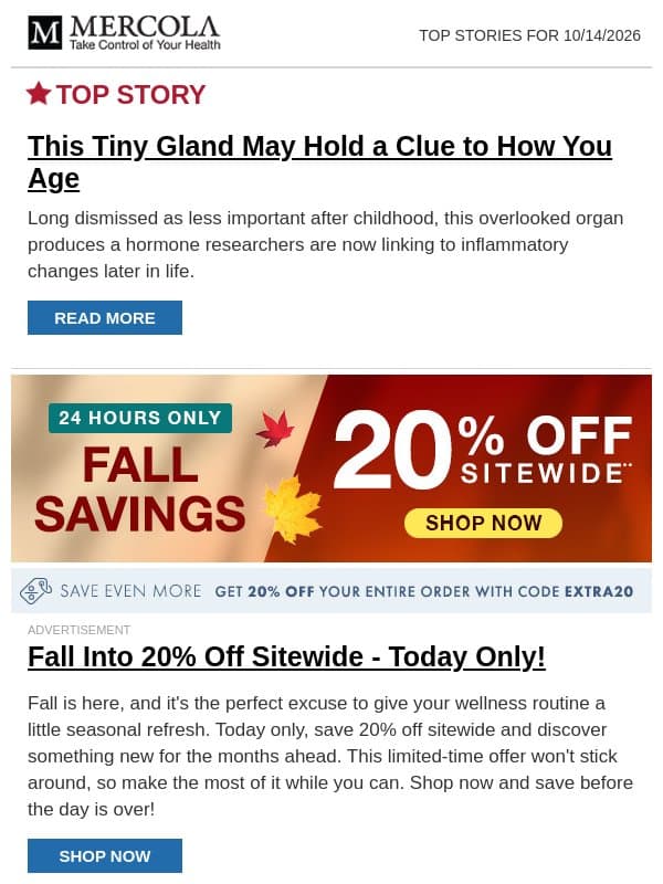 This Tiny Gland May Hold a Clue to How You Age email from Mercola