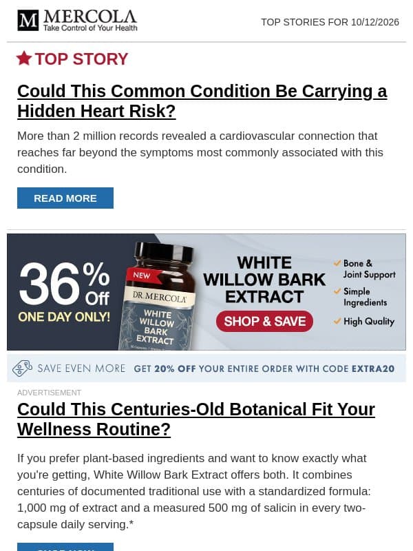 Could This Common Condition Be Carrying a Hidden Heart Risk? email from Mercola