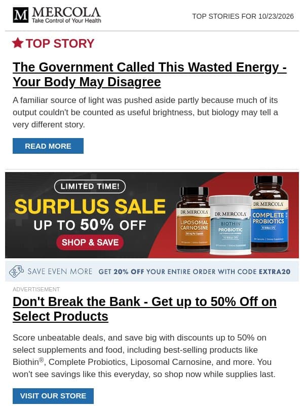 The Government Called This Wasted Energy - Your Body May Disagree email from Mercola