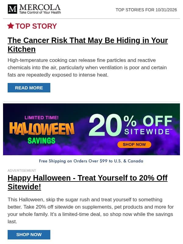 The Cancer Risk That May Be Hiding in Your Kitchen email from Mercola