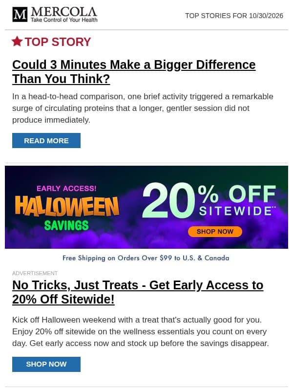 Could 3 Minutes Make a Bigger Difference Than You Think? email from Mercola