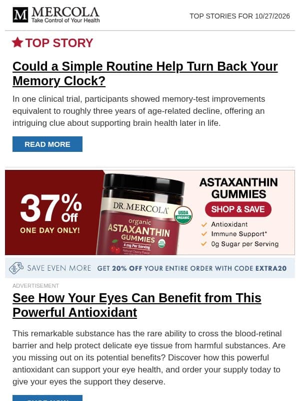 Could a Simple Routine Help Turn Back Your Memory Clock? email from Mercola