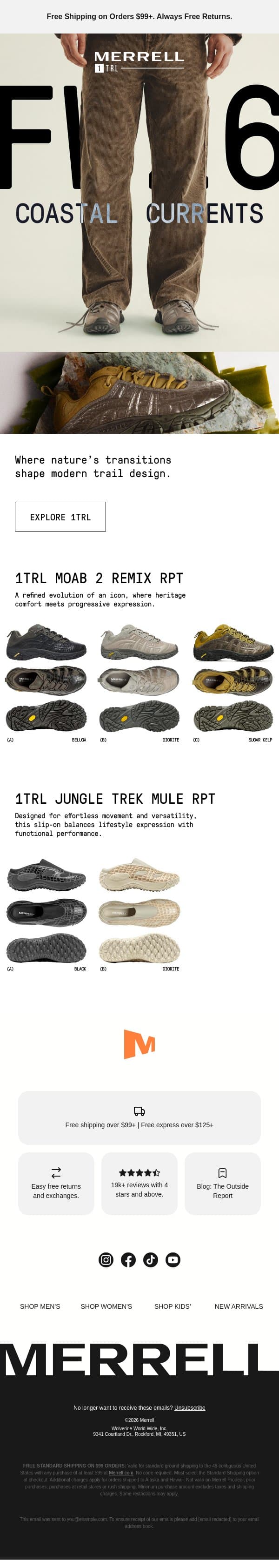 The next evolution of 1TRL email from Merrell screenshot