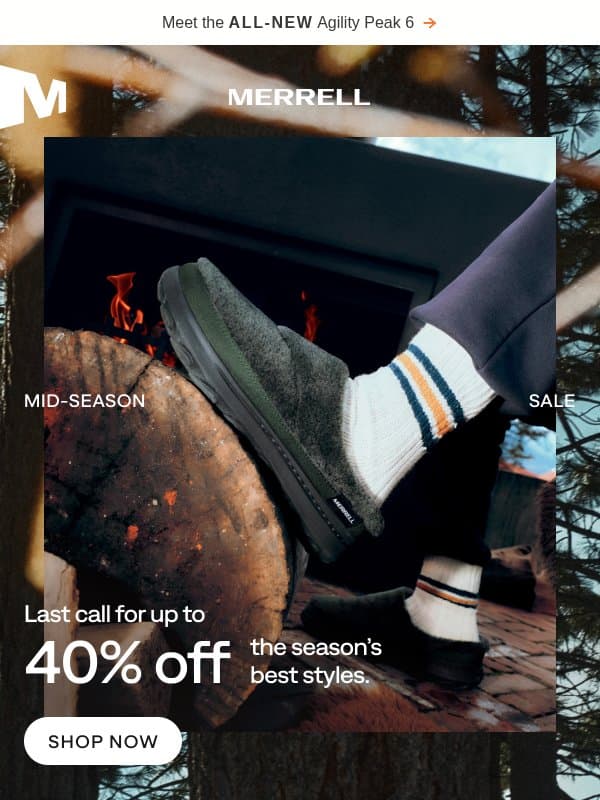 Shop the mid-season sale before it ends email from Merrell