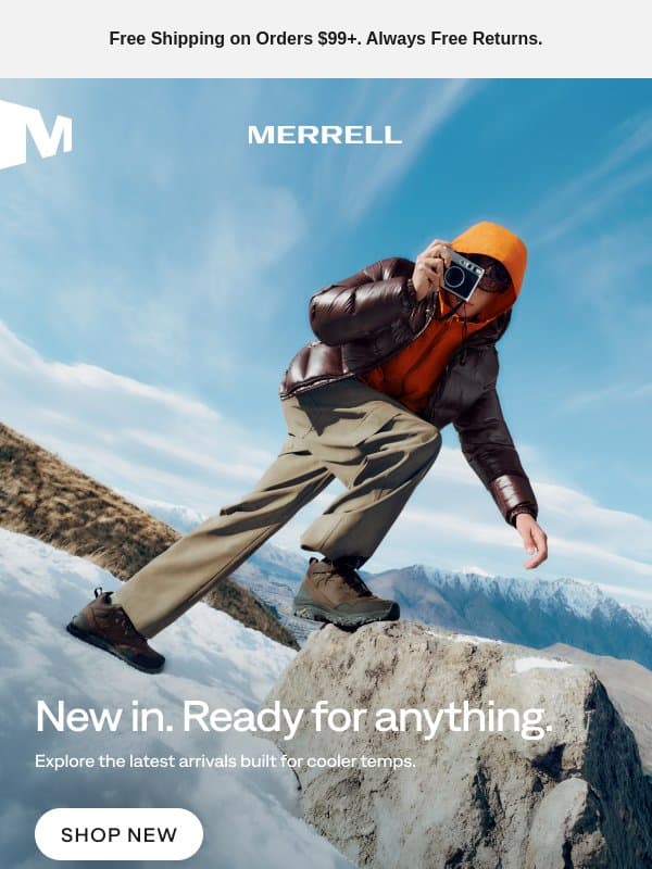 New arrivals for changing seasons email from Merrell