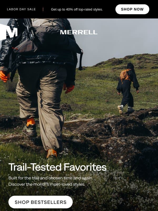 August bestsellers email from Merrell