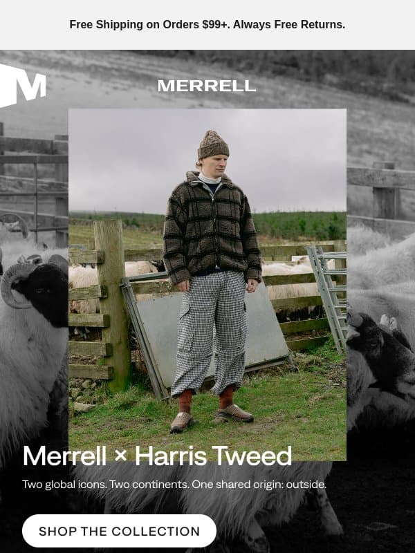 Going fast: Merrell x Harris Tweed email from Merrell
