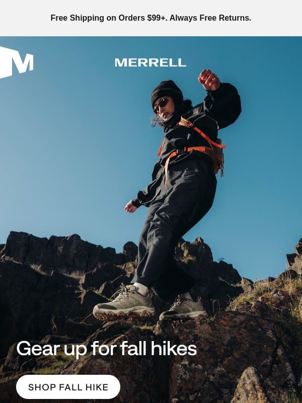 Everything you need for peak hiking season email from Merrell