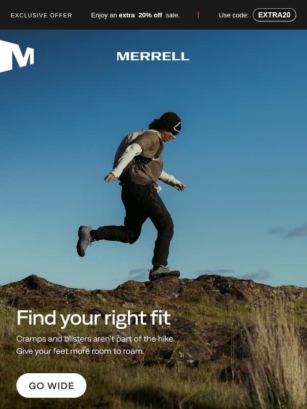 Find your fit. Find your trail. email from Merrell