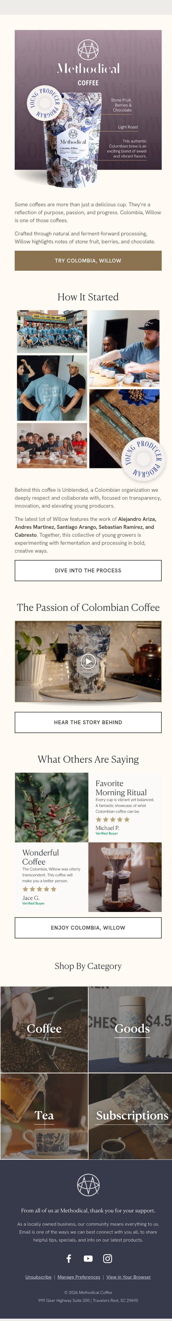 ☕ The Story of Willow email from Methodical Coffee screenshot