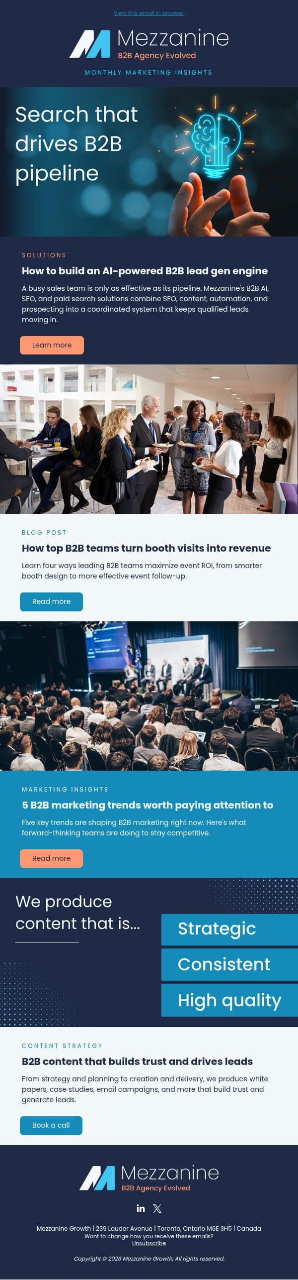 How to build an AI-powered B2B lead gen engine email from Mezzanine Growth Agents screenshot