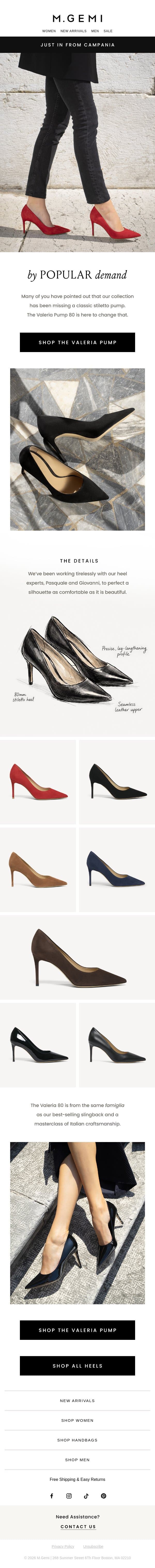 Our New Stiletto Is Here email from M.Gemi screenshot