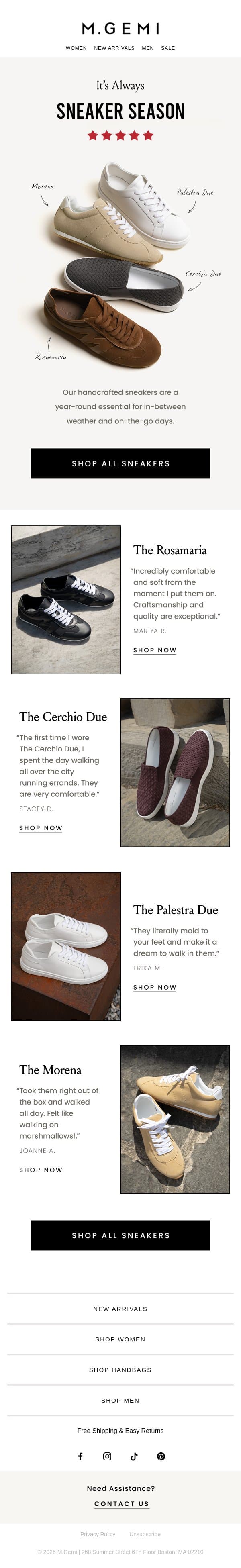 Every Single Sneaker email from M.Gemi screenshot