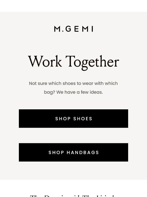 These Shoes & Bags Are Better Together email from M.Gemi