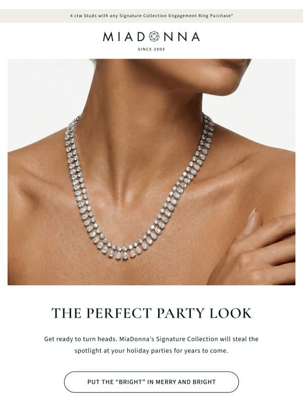 Bright Parties, Brighter Looks email from MiaDonna