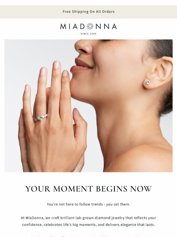 Welcome to Brilliantly Crafted Jewelry email from MiaDonna