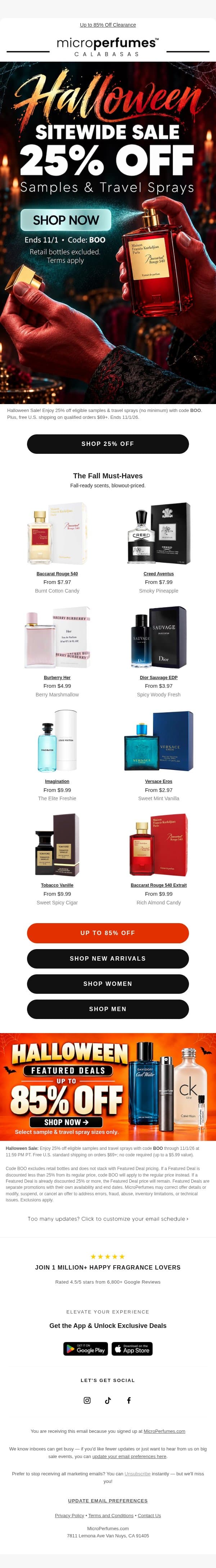 🧟 IT’S ALIVE! 25% OFF Halloween Sale! email from MicroPerfumes screenshot