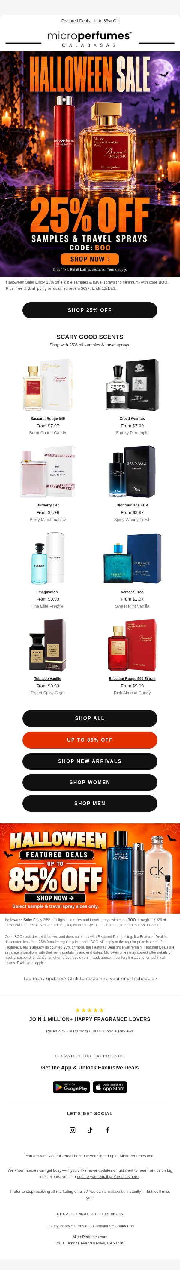 👻 FREAKY FRIDAY! TAKE 25% OFF email from MicroPerfumes screenshot