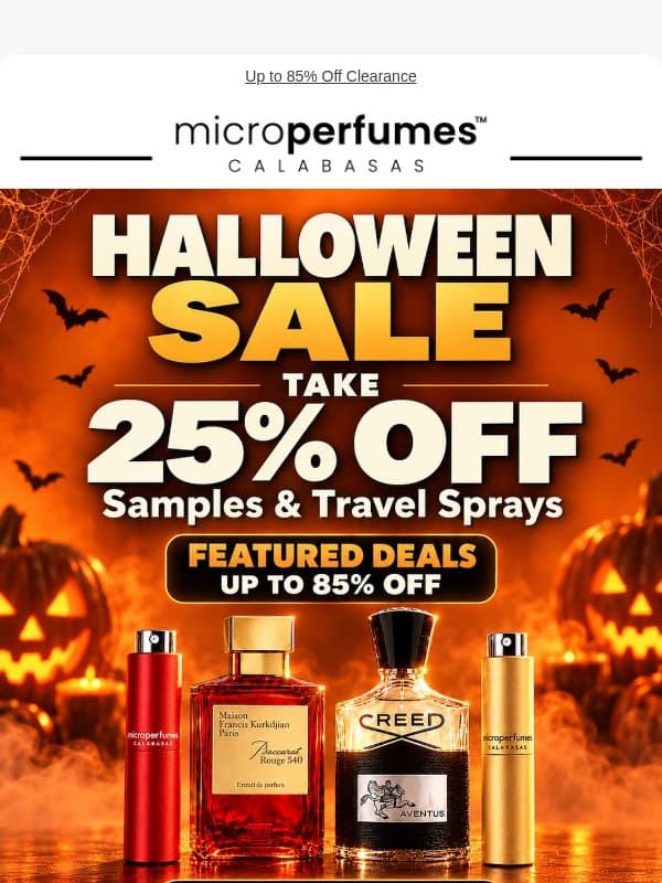 ✨ HAPPENING NOW! ✨ 25% OFF HALLOWEEN BLOWOUT email from MicroPerfumes